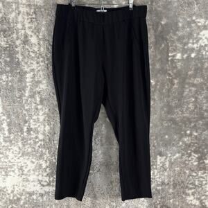 Jules Leopold Plus Size 1X Stretch Flat Front Casual Straight Leg Pants Black